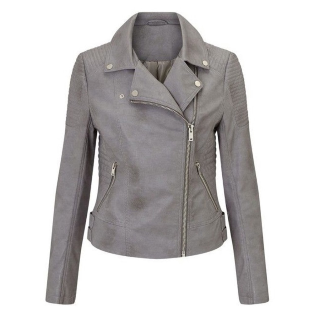 Candie's Gray Leather Moto Jacket